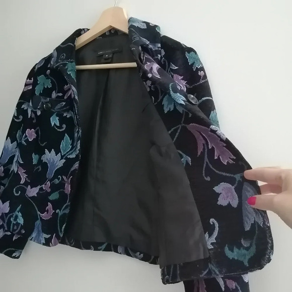 Marc by Marc Jacobs Corduroy Tapestry Cropped Blazer Jacket Floral Jacquard M - Picture 6 of 16